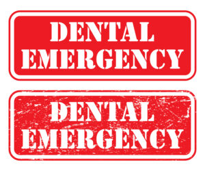 Dental Emergency Stamp is an illustration of two version of a st