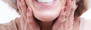 Close up view on senior denture