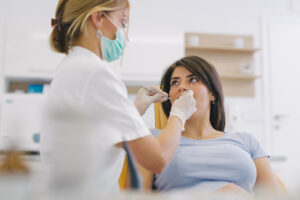 woman at the dentist office