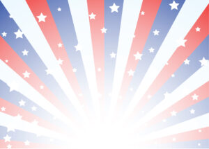 Background featuring red white and blue stripes with stars
