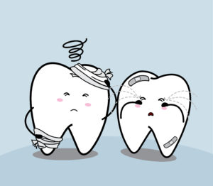 cute cartoon sad tooth
