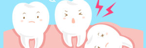 cute cartoon wisdom teeth with health concept